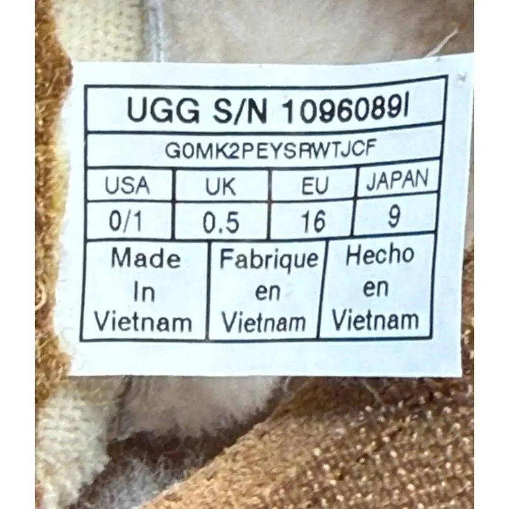 UGG Infant Keelan Boot Suede Brown Sheepskin 1096089I – Size 0/1 US / 16 EU